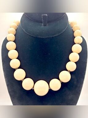 Vintage Vendome Cream Bead Necklace Chunky Choker Adjustable